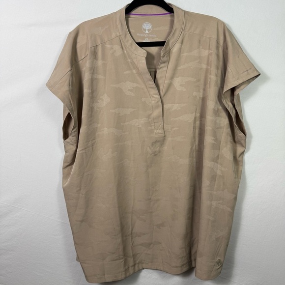 Healing Hands Tan Short Sleeve Scrub Top Women’s 2X - Picture 1 of 5